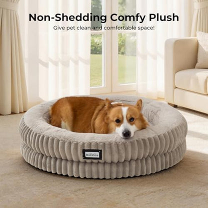 BALANCE Donut Dog Bed, 30 Inches Round Dog Bed Medium Size Dogs Washable, Orthopedic Calming Dogs Beds for Kitten, Fluffy Plush Faux Fur Pet Bed with Anti-Slip Bottom - Image 2