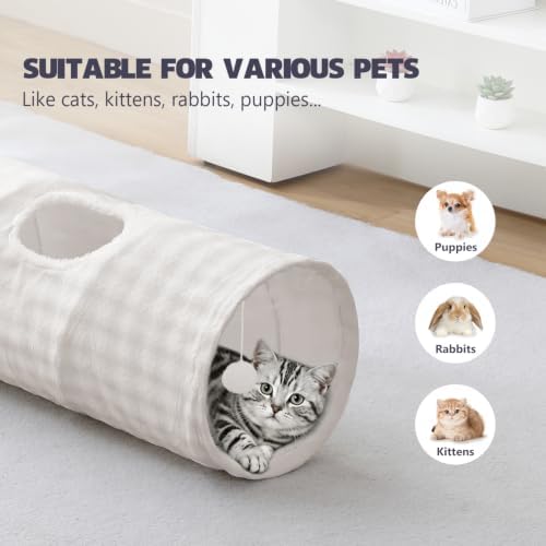Straight Bubble Cat Tunnel for Indoor Cats 47"x12", Cream White - Image 3