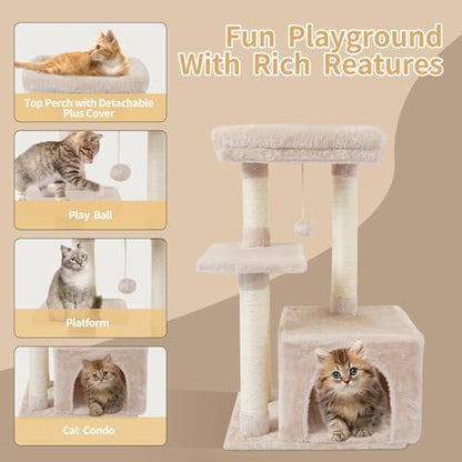 Cute Cat Tree Kitten Cat Tower Condo Cat Furniture Sisal Scratching Posts B - Image 6