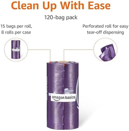 Amazon Basics Dog Waste Bags, Leakproof, Lavender Scented, 13 x 9 Inch, 120 Count (8 Rolls of 15) - Image 2