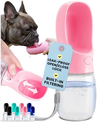 MalsiPree On the Go Dog Water Bottle - 12 oz Pink, Leak-Proof by MalsiPree