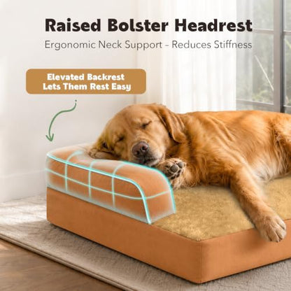 MEKIY Orthopedic Waterproof Jumbo Dog Bed with Bolster for Extra Large Dogs - Image 2