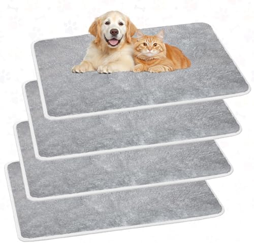 Drydiet 4 Pcs Cat Carrier Pad Reversible Liner, Grey, 17 x 11 Inch by Drydiet