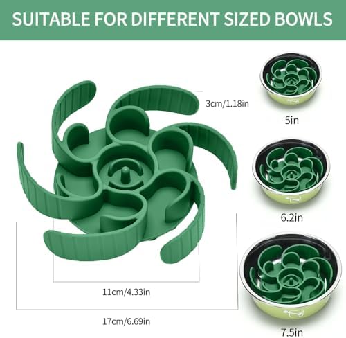 Slow Feeder Dog Bowls Insert,Third Generation upgradedSuper Firm Eating Bowl（Cuttable） for Large Breed and Medium Small Size Compatible with Regular Elevated Metal Glass Dog Bowl (Green) - Image 6