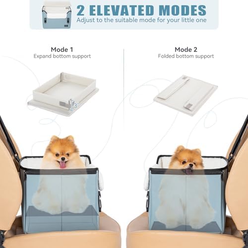 PETSFIT Dog Car Seats for Small Dogs – Patented Safety Buckles – Safety Tether – Foldable Travel Dog Booster Car Seat Reduces Anxiety & Road Trips – Stable Frame, Fits Front/Back Seat (Mint Green) - Image 4