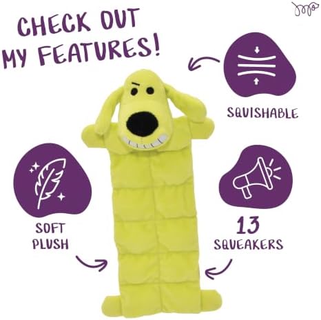 Multipet Original Loofa Dog Plush Toy Mat - Squeaky Toys for All Dogs - Extra Soft Plush - Stuffed Animal Dog Toys for Playing (1 Count, 12”, Random Color Surprise) - Image 5