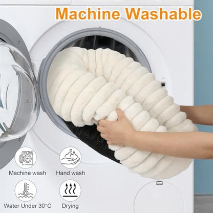Washable Large Dog Bed,Fluffy Puppy Kitten Beds for Small Dogs(White,XL) - Image 6