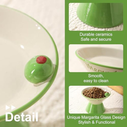 Elevated Cat Bowls Whisker Friendly. Ceramic Raised Whisker Fatigue Cat Bowl for Indoor Cats Protect The Spine and Prevent Vomiting,Meowtini Cat Bowl. KGCCIZI - Image 6