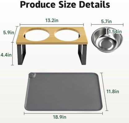 Elevated Tilted Cat Food Bowls with Mat, 304 Stainless Steel 2 Water Bowls - Image 4