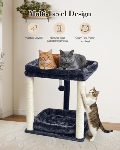 SYANDLVY Small Cat Tree for Indoor Cats with 2 Levels Perch Platforms - Image 5