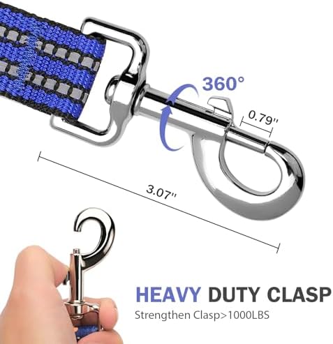 Hikiko 6FT Double Handle Traffic Dog Leash Reflective,Blue - Image 3