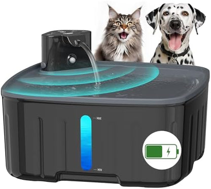 Dog Water Fountain Wireless,2.1GAL/8L Large Dog Water Fountain Battery Operated, Dog Fountain Water Bowl with Sensor,Wireless Smart Pump,Timer,BPA-Free,Ideal for Large Dogs,Multi-Pet Home by Kenida
