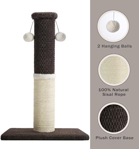 Made4Pets Cat Scratching Post with Sisal & Carpet for Indoor Cats, 23.6" - Image 3
