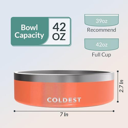Coldest Dog Bowl - Anti Rust Metal, Non Slip, 3 Layers Insulated Stainless Steel Dog Bowls - Spill Proof & Heavy Duty - Water Bowl for Dogs, Cats & Pets, Dish Washer Safe (42 oz,Candy Red Glitter) - Image 4