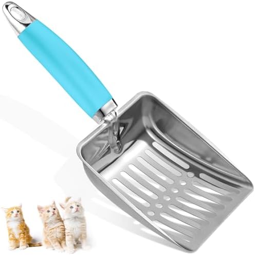 Cat Litter Scoop - Stainless Steel Metal Cat Litter Scoop-Sturdy Mesh Scooper - Mesh Shovel-Easy to Clean - Suitable for Cat Litter Box -Blue-Christmas by Apidgrowth