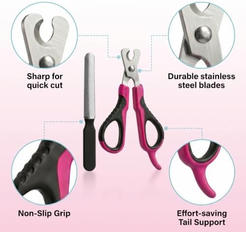 Tpotato Cat Nail Clipper with Nail File,Stainless Steel Cat Nail Trimmer for Indoor Cats,Professional Kitten Nail Clipper for Small Large Adult Cats Claws and Toenail - Image 4