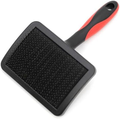 Jeffers Pet Hard Pin Universal Slicker Brush for Dogs, Cats, Horses – Firm Bristles Grooming Tool, Detangling, Tangle Free Coat, Mats, Shedding, Curved Head, Travel Friendly, Easy Storage - Large by Jeffers