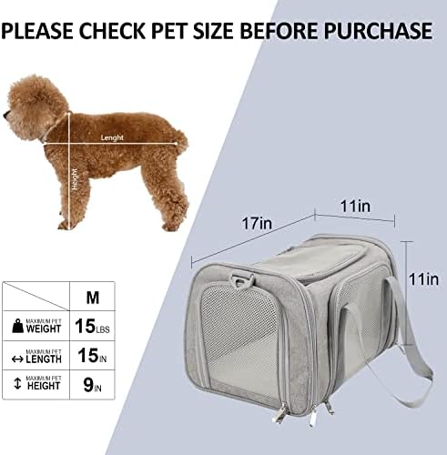 Henkelion Cat Carriers Dog Carrier Pet Carrier For Small / Medium Cats Dogs Puppies (Up To 15lbs), TSA Airline Approved Small Dog Carrier Soft Sided, Collapsible Waterproof Travel Puppy Carrier - Grey - Image 4