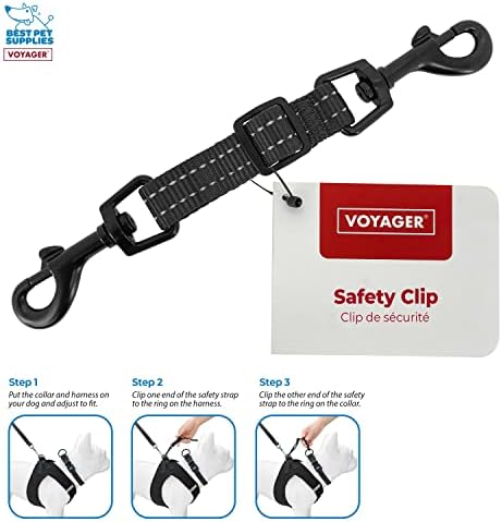 Best Pet Supplies Voyager Dog Collar Safety Clip with Dual Clasps, Collars and No Pull Harness Connectors, Training for Walking, Running, and Hiking, Safety Clip - Black - Image 2