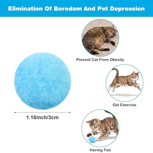 30 Pcs Premium Silent Cat Pom Pom Balls, 1.2in Cat Toy Ball - Image 2