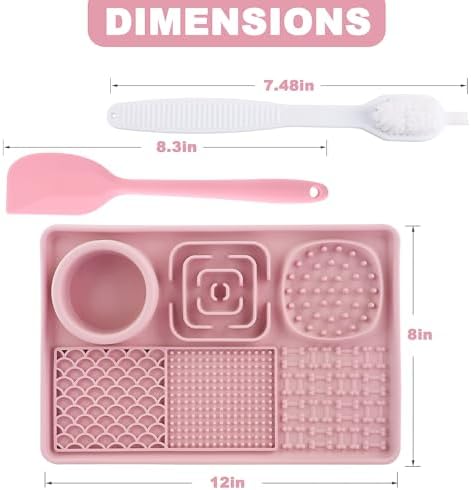 Lick Mat for Dogs, Slow Feeder Licking Mat with Suction Cups for Food and Water, Silicone Feeding Mat Perfect for Anxiety Relief Suitable for Butter Food Yogurt Peanut (Pink) - Image 5