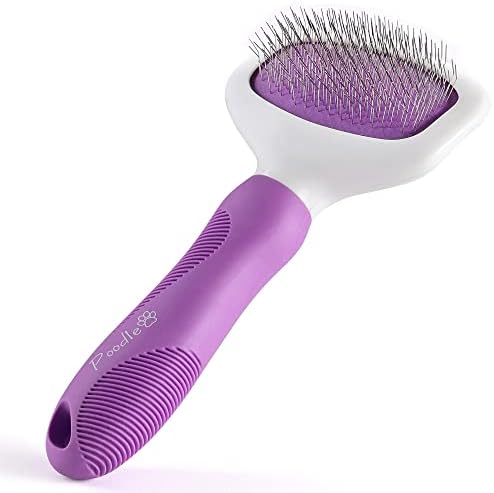 POODLIE Pet Grooming Bundle - Detangling Pet Comb with Long & Short Stainless Steel Teeth for Removing Matted Fur, Knots & Tangles + Slicker Brush for Small and Large Dogs with Curly Hair - Image 3