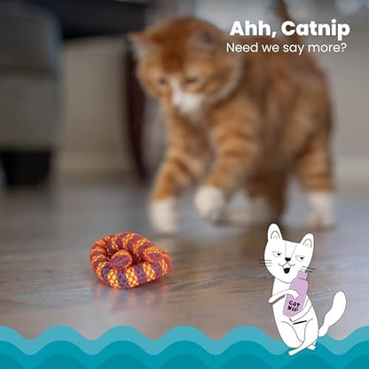 Catstages Plaque Away Pretzel Cat Toy – Interactive Catnip Dental Chew Toy to Help Clean Teeth, Fun for Play and Chewing, Orange (Pack of 2) - Image 3