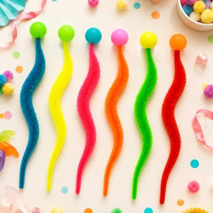 Skrfren 6Pcs Elastic Tails Cat Toys, Interactive Bouncy Balls Worm Toy - Image 6