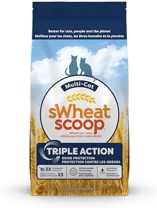 sWheat Scoop Triple Action Natural Wheat Cat Litter Odor Guard Technology, 3X Stronger Clumping, Super Absorbtion, 99.5% Dust Free Performance, 28 Pounds by sWheatScoop