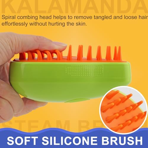 Cat Steam Brush, 3 In 1 Steamy Pet Brush, Silicone Massage Dog Hair Remover Comb, Spray Mist Grooming for Indoor Kittens (Mango Green) - Image 3