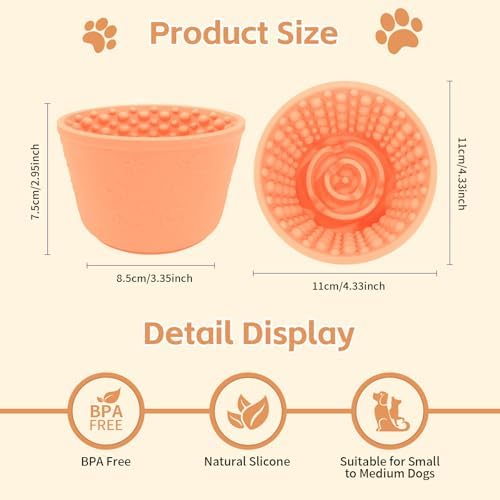 Dog Lick Bowl,Anxiety Relief Non-Slip Silicone Treat Bowl,Durable Anti-Choking Long-Lasting Enrichment Slow Feeder Licking Mat for Small Medium Large Breed,Freezable BPA Free Silicone Dishwasher Safe - Image 2