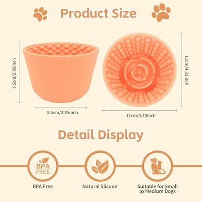 Dog Lick Bowl,Anxiety Relief Non-Slip Silicone Treat Bowl,Durable Anti-Choking Long-Lasting Enrichment Slow Feeder Licking Mat for Small Medium Large Breed,Freezable BPA Free Silicone Dishwasher Safe - Image 2