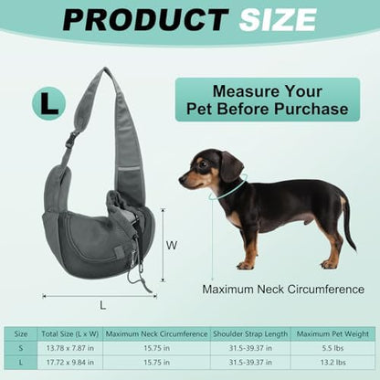 Dog Sling Carrier for Small Pet Up to 13.2 lbs Hand-Free Drawstring Pet Sling Carrier with Safety Hook & Adjustable Strap, (Black, 1 Pcs) Intended for Hiking and Camping - Image 2