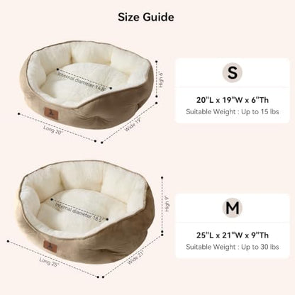 Asvin Small Dog Bed for Small Dogs, Cat Beds for Indoor Cats, Pet Bed for Puppy and Kitty, Extra Soft & Machine Washable with Anti-Slip & Water-Resistant Oxford Bottom, Light Brown, 20 inches - Image 6