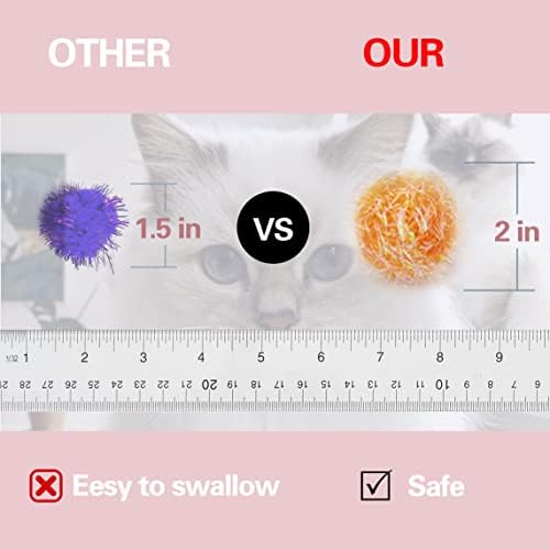 Cat Pom Pom Sparkle Fuzzy Balls 2 Inches Interactive Cat Toy Assorted Color 12 Pack - Image 5