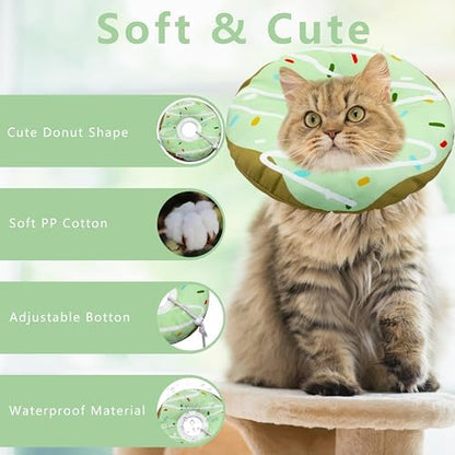 Seyezo Cat Cone Collar Soft, Adjustable Cat Recovery Cone, Waterproof Green - Image 3