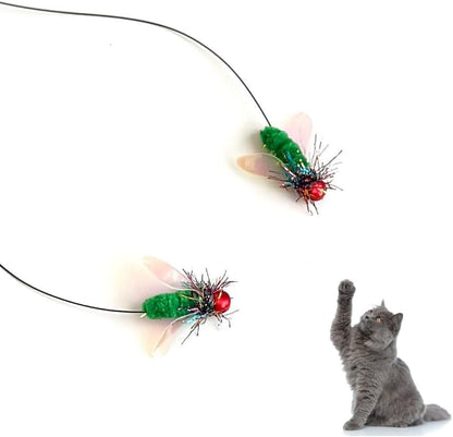 Feather Cat Toy Attachments - 2 Pcs Handmade Simulation Insects Natural Small Flies - Cat Toy Wand Refills - Mini Insects Cat Lures Wand Attachment Replacement for Kitty Kitten Indoor by Unknown