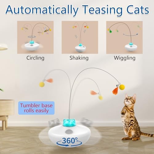 Oxawo Interactive Cat Toys Indoor Cats Toy Automatic Moving Feather Wand - Image 3