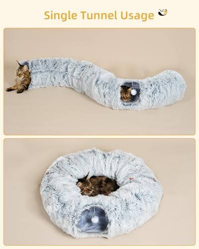 Aechonow 3-in-1 Cat Tunnel Bed, 34'' Cat Scratching Post for Indoor Cats - Image 3