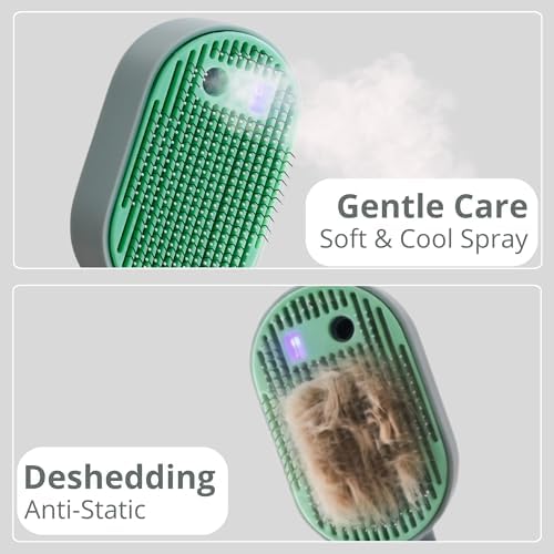 Cat Steam Brush - Cat Hair Brush For Shedding - Deshedding Brushes For Dogs - Cat And Dog Grooming Supplies - Slicker Brush For Dogs Short Hair - Cats Deshedding Comb SELFCLEANING, 4 IN 1, SOFT STEAM - Image 4