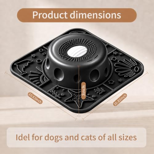 Dog Licking Slow Feeder Bowl with Rolling Ball Anti-Gulping, 2 in 1 Dog Non-Slip Lick Mat, Edible Silicone for Wet Food, Yogurt, Bone Broth, Nutrient Solution Black - Image 4