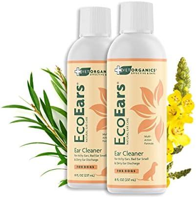 Vet Organics EcoEars Dog Ear Cleaner – Natural Formula for Odor & Wax Buildup – Gently Cleans Dog Ears – 8 oz 2pack by VetOrganics