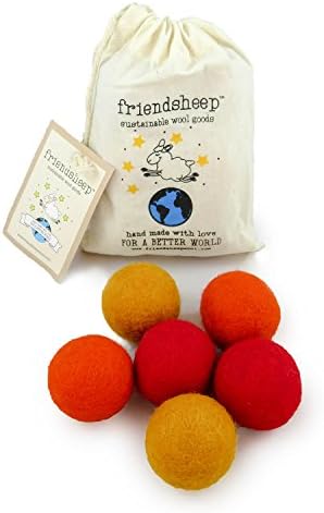 Friendsheep Eco Wool Pet Toy Ball - Cat, Ferret, Small Dog - Fair Trade, Handmade in Nepal, Eco-Friendly - 100% Wool, 6-Pack (Balls x6, Orange Crush) by Friendsheep