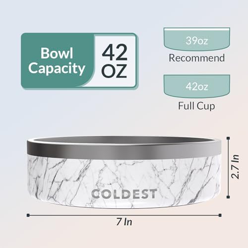 Coldest Dog Bowl - Anti Rust Metal & Non Slip Dog Bowls Large, Spill Proof Heavy Duty 3 Layers Insulated Dog Bowl - Food and Water Bowl for Dogs, Cats & Pets, Dishwasher Safe (42 oz, Carrara Marble) - Image 4
