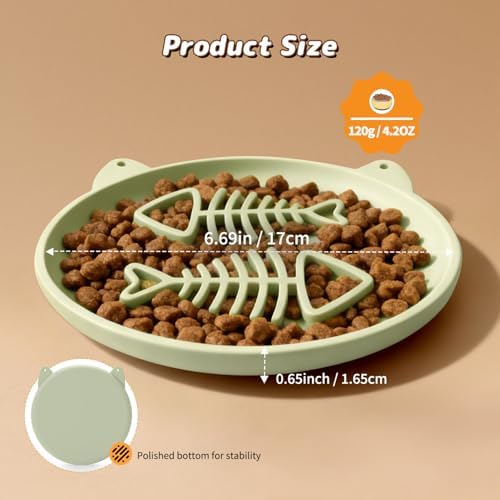 Slow Feeder Cat Bowl, 2 PCS Silicone Cat Bowl, Slow Feeder Ideal for Dry and Wet Food, Easy to Clean, Interactive Puzzle Toy for Pets Food Training, Keeps Cats Busy,6.69" W*0.65" H - Image 6