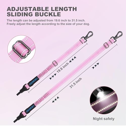 IOKHEIRA Dog Seat Belt 3-in-1 Car Harness for Pets Adjustable Safety Seatbelt Nylon Reflective Bungee Fabric Dog Car Harness with Clip Hook Latch & Buckle, Swivel Zinc Alloy Carabiner (Pink) - Image 5