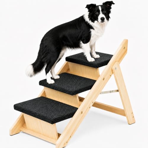 Wooden Dog Stairs & Ramp for Small Medium Dogs and Cats, Foldable Pet Steps by Unknown