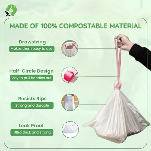 Automatic Robot Liners – 100% Compostable - Compatible with Neakasa M1 and PetPivot AutoScooper 11 Open-Top Self-Cleaning Litter Box - 27" L x 13" W – Drawstring Close – 40 Micron - Image 4