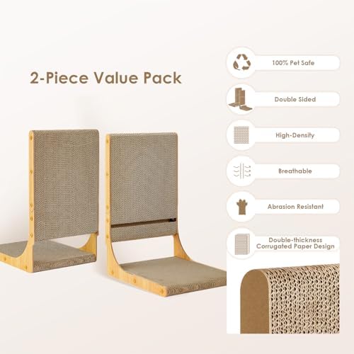 EHEYCIGA 2-Pack Cat Scratcher, 19.7 Vertical Indoor Cardboard Scratch Pad - Image 2