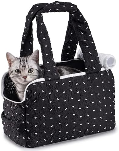 Cat Small Dog Purse Carrier Soft Pet Tote Bag Carrier with Top Grid Large Opening Lightweight Comfortable Puppy Cats Carrier for Travel Outdoor Black+White by Nixjoro
